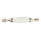 White Crackle Small Ceramic Silver Door Handles